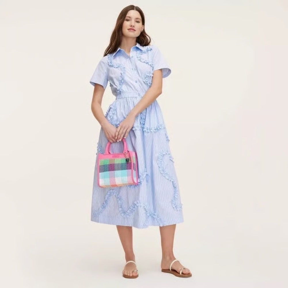 Women's Ribbon Short Sleeve Midi Shirtdress - kate spade New York size Large